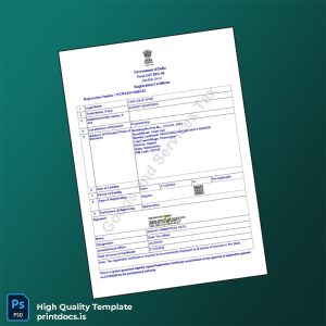 Printable India State Tax Authority GST Registration Certificate Template (Word & PDF) Image Preview - PrintDocs