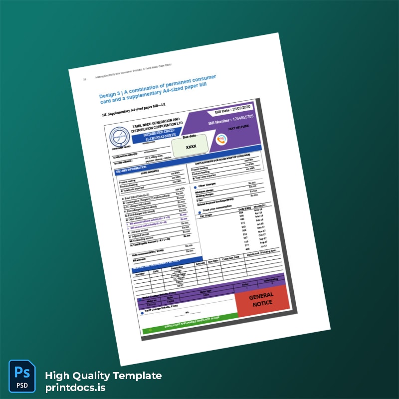 India Tamil Nadu Electricity Board Editable Electricity Bill Template in Word and PDF formats page 6