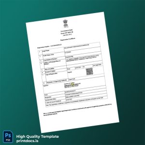 Printable India Tamil Nadu GST Registration Certificate Template (Word & PDF) Image Preview - PrintDocs
