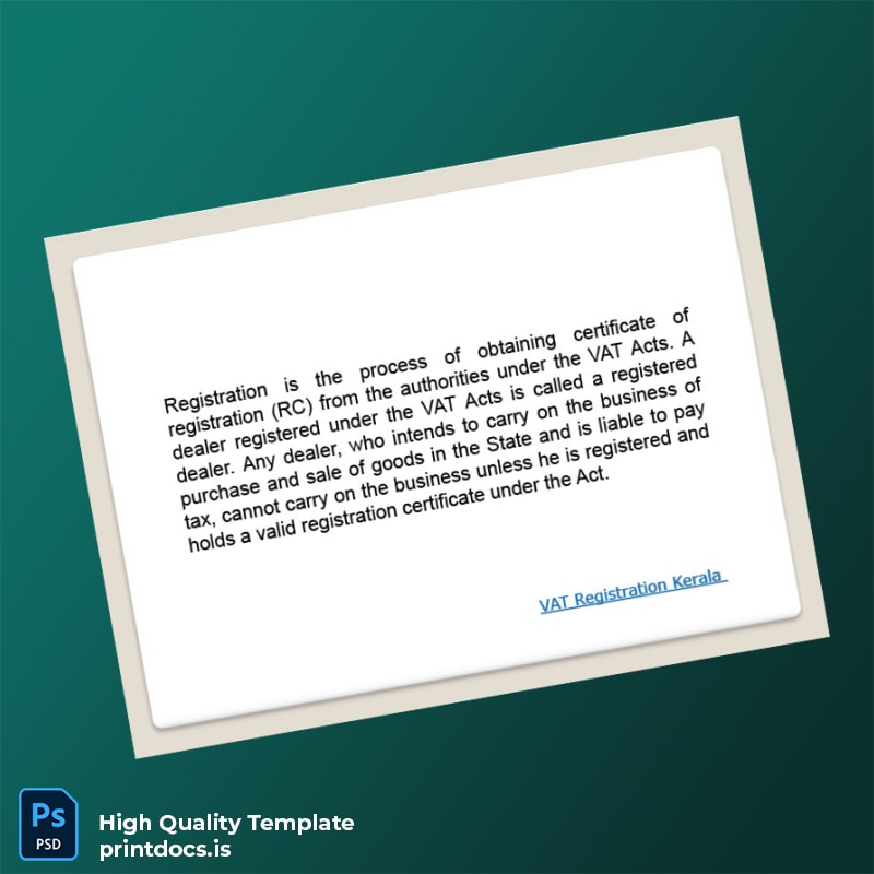 Printable India Tax Authority VAT Registration Certificate Template in Word and PDF formats page 2 Image Preview