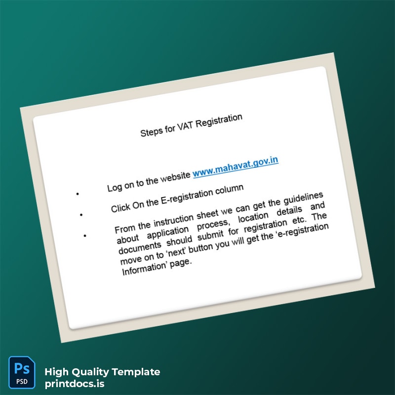 Printable India Tax Authority VAT Registration Certificate Template in Word and PDF formats page 3 Image Preview