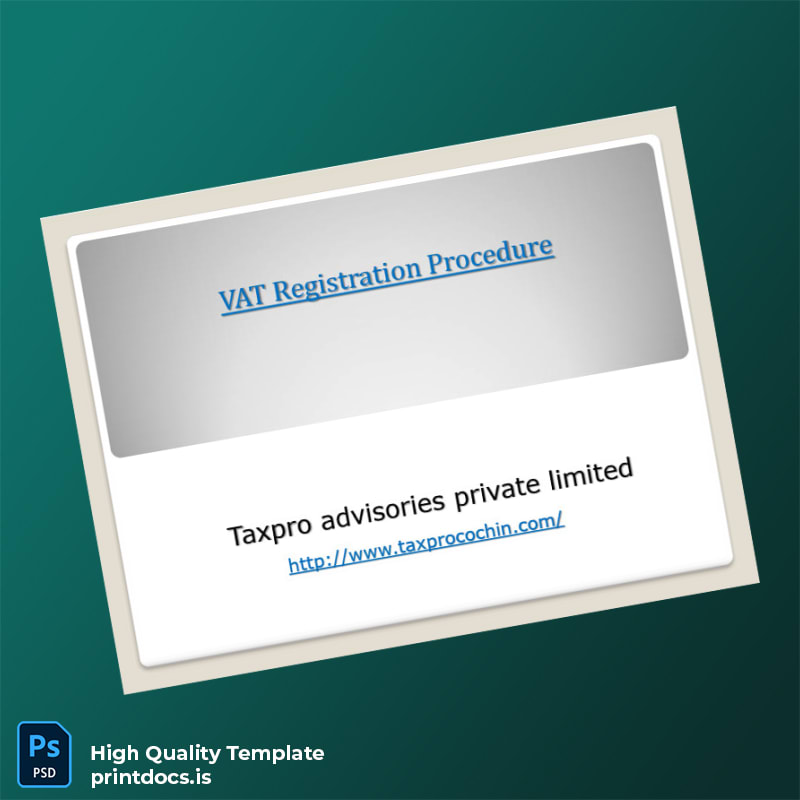 Printable India Tax Authority VAT Registration Certificate Template (Word & PDF) Image Preview