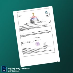 Printable India Trade Marks Registry Certificate of Registration of Trade Mark Template (Word & PDF) Image Preview - PrintDocs