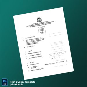 Printable India Travancore-Cochin Council for Modern Medicine Medical Registration Application Form Template (Word & PDF) Image Preview