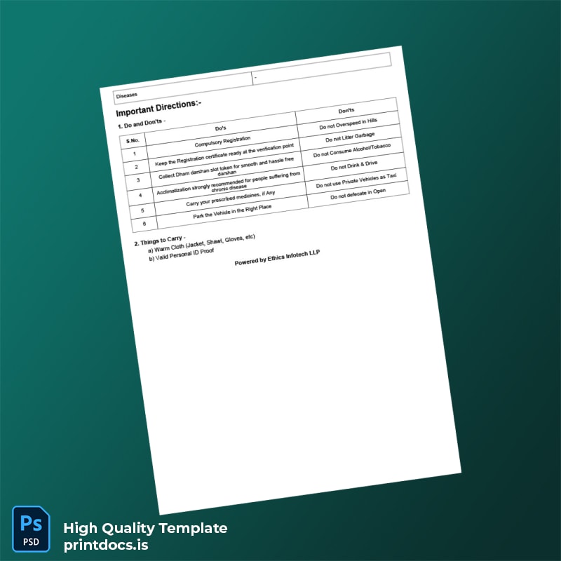 Printable India UTDB Yatra Registration Letter Template in Word and PDF formats page 2 Image Preview - PrintDocs