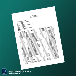 India Vijaya Bank Statement Template in Word and PDF formats