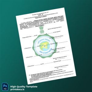 Printable India West Bengal Commercial Registration Certificate Template (Word & PDF) Image Preview