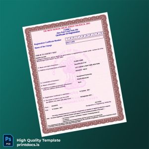 Printable India West Bengal Commercial Taxes Department VAT Registration Certificate Template (Word & PDF) Image Preview