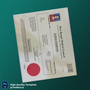 Printable India West Bengal Medical Council Registration Certificate Template (Word & PDF) Image Preview - PrintDocs