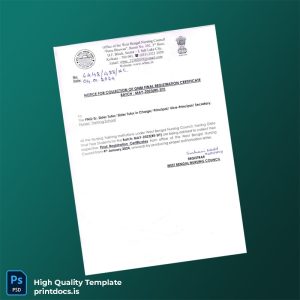 Printable India West Bengal Nursing Council Final Registration Certificate Template (Word & PDF) Image Preview - PrintDocs