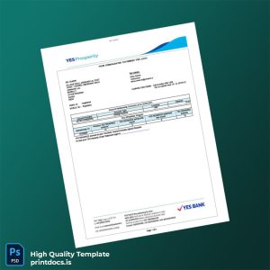 India YES Bank Statement Template in Word and PDF formats