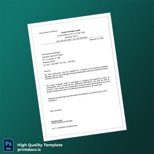 Printable Indonesia Grand Preanger Hotel Employment Verification Letter Template (Word & PDF) Image Preview - PrintDocs