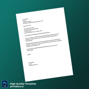 Printable Indonesia PT Negeri Kolam Susu Employment Verification Letter Template (Word & PDF) Image Preview - PrintDocs