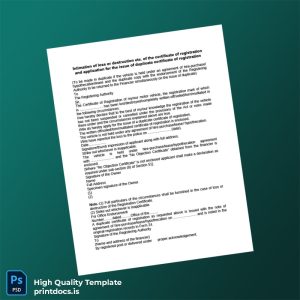 Printable Intimation of Loss or Destruction of the Certificate of Registration and Application for the Issue of Duplicate Certificate of R Image Preview - PrintDocs