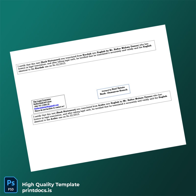 Iraq Bank Statement Template in Word and PDF formats page 3