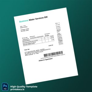 Ireland Ahlers K Apartment Editable Water Bill Template in Word and PDF formats