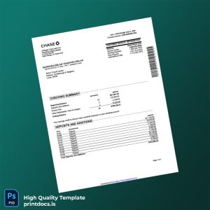 Italy Bank Statement Template in Word and PDF formats