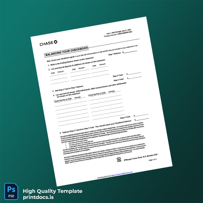 Italy Bank Statement Template in Word and PDF formats page 2