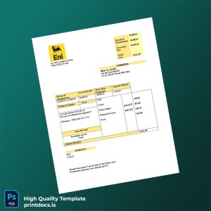 Italy Editable Gas Bill Template in Word and PDF formats