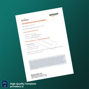 Italy Payoneer Account Statement Template in Word and PDF formats