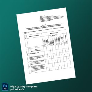 Printable Kazakhstan Ministry of Health Registration Certificate Template (Word & PDF) Image Preview - PrintDocs
