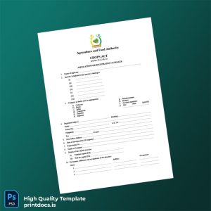 Printable Kenya Agriculture and Food Authority Registration Certificate Template (Word & PDF) Image Preview - PrintDocs