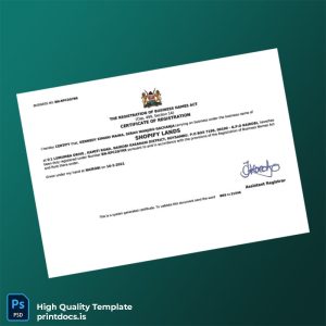Printable Kenya Business Registration Certificate Template (Word & PDF) Image Preview