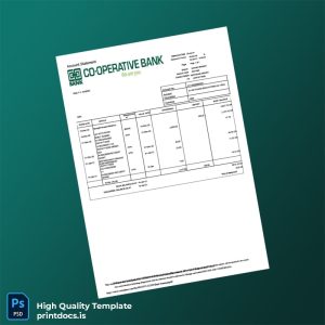Kenya COOP Bank Statement Template in Word and PDF formats