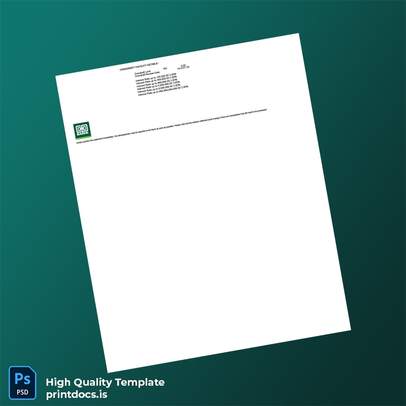 Kenya Co-op Bank Savings Account Statement Template in Word and PDF formats page 2