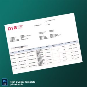 Kenya DTB Bank Statement Template in Word and PDF formats