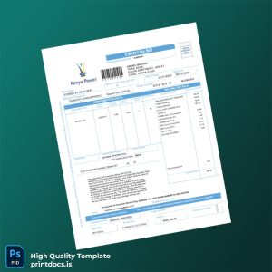 Kenya Kenya Power Lighting Company Limited Editable Utility Bill Template in Word and PDF formats
