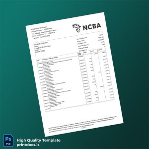 Kenya NCBA Bank Statement Template in Word and PDF formats