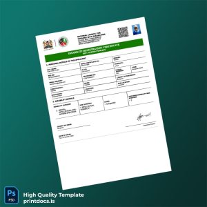 Printable Kenya NCPWD Disability Registration Certificate Template (Word & PDF) Image Preview