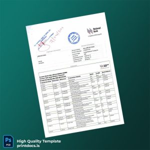 Kenya National Bank Account Statement Template in Word and PDF formats