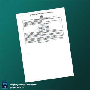 Printable Kenya Teachers Service Commission Certificate of Registration Template (Word & PDF) Image Preview - PrintDocs