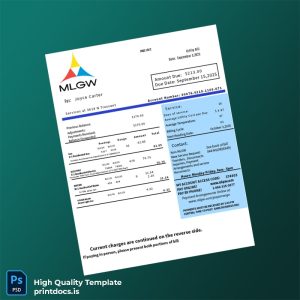MLGW Editable Utility Bill Template in Word and PDF formats