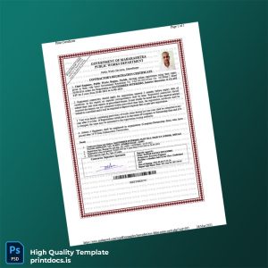 Printable Maharashtra Public Works Department Contractor Registration Certificate Template (Word & PDF) Image Preview - PrintDocs