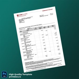 Malaysia Bank Islam Bank Statement Template in Word and PDF formats