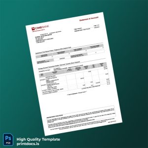 Malaysia CIMB Bank Statement Template in Word and PDF formats