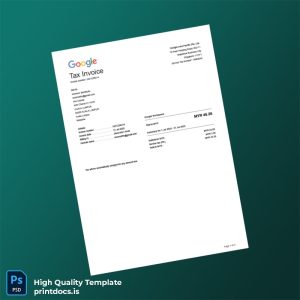 Malaysia Google Workspace Editable Utility Bill Template in Word and PDF formats