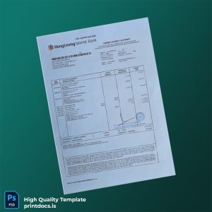 Malaysia Hong Leong Islamic Bank Berhad Bank Statement Template in Word and PDF formats