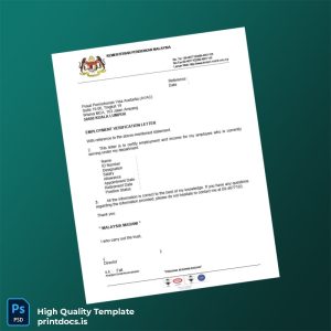 Printable Malaysia Kementerian Pendidikan Employment Verification Letter Template (Word & PDF) Image Preview - PrintDocs