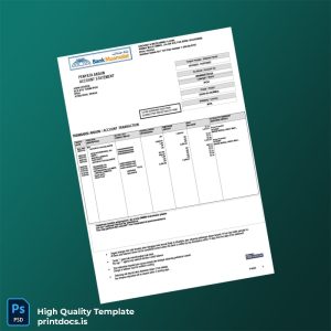 Malaysia Meamulat Bank Statement Template in Word and PDF formats