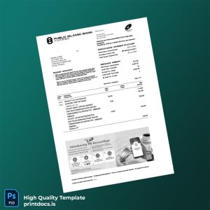 Malaysia Public Islamic Bank Berhad Bank Statement Template in Word and PDF formats