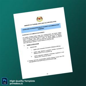Printable Malaysia Tourism Ministry Registration Certificate Template (Word & PDF) Image Preview - PrintDocs