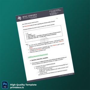 Malaysia Wolf Ventures Editable Amazon Seller Account Instructions Template in Word and PDF formats