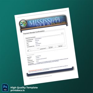 Printable Mississippi Department of Wildlife Fisheries and Parks Boat Registration Confirmation Template (Word & PDF) Image Preview - PrintDocs