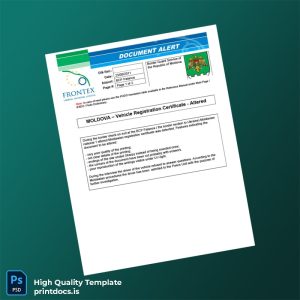 Printable Moldova Border Guard Service Vehicle Registration Certificate Template (Word & PDF) Image Preview