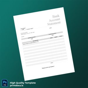 Monthly Bank Statement Summary Template in Word and PDF formats