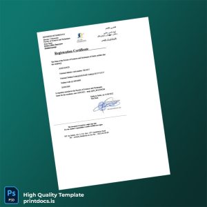Printable Morocco Faculty of Sciences and Techniques Registration Certificate Template (Word & PDF) Image Preview - PrintDocs